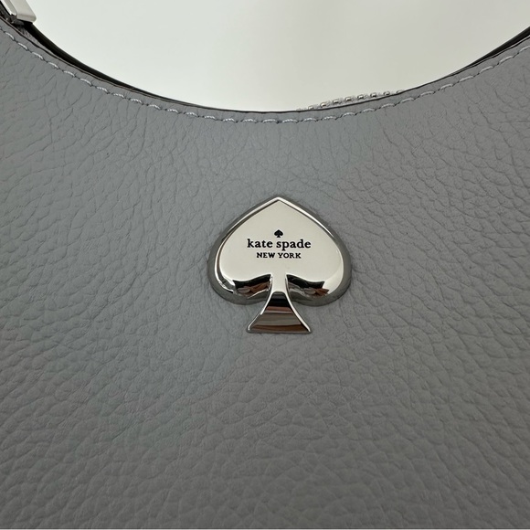 Kate Spade Kayla Crescent Leather Shoulder Bag | Mountain Grey - Picture 9 of 15